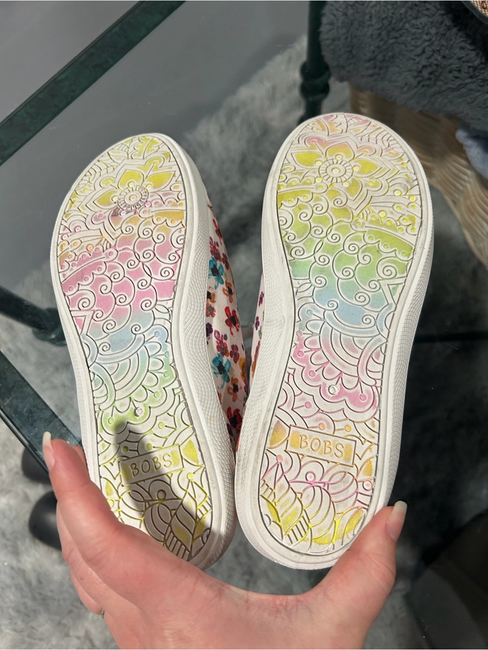 Skechers BOBS  Floral Slip-On Sneakers in Pastel Multicolor